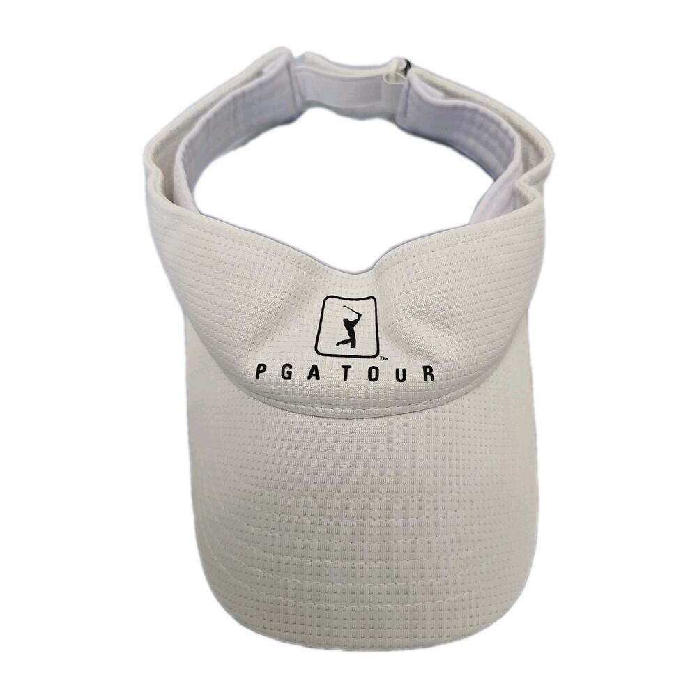 Men's PGA Tour AIRFLUX Fairway Mesh Golf Visor - BRIGHT WHITE- Adjustable- Logo